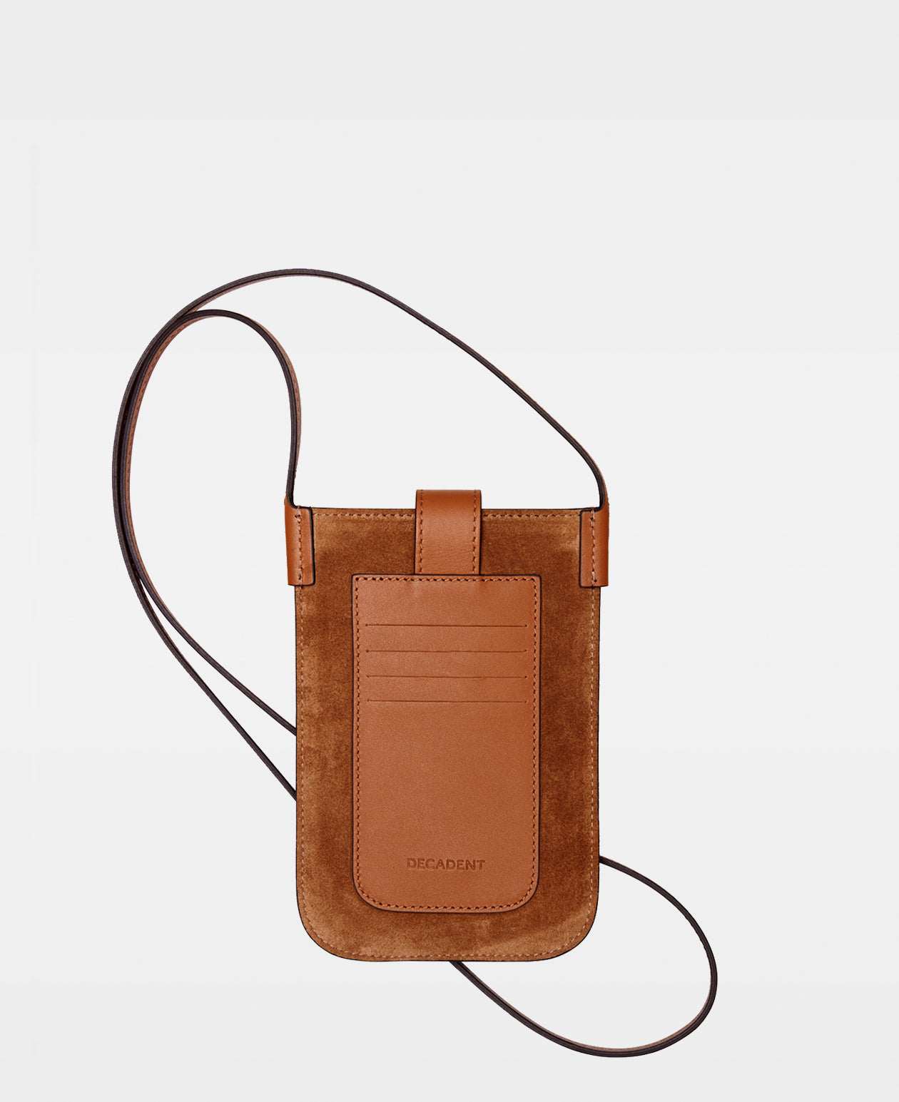DECADENT COPENHAGEN FIONA mobile crossbody bag Crossbody-väskor Suede Cognac
