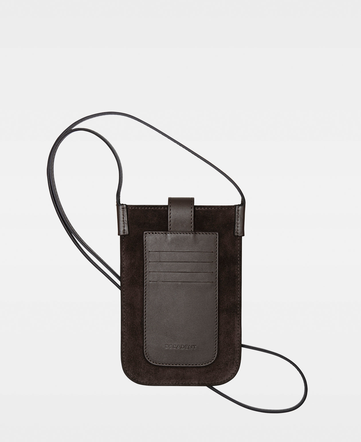 DECADENT COPENHAGEN FIONA mobile crossbody bag Crossbody-väskor Suede Dark Brown